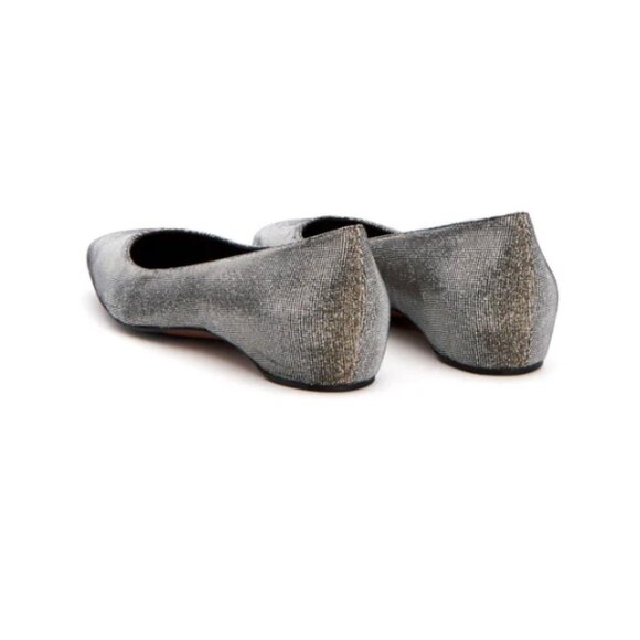 NEW Aquatalia Marcella glitter leather ballet flats Grey sculpted heel Italy - Picture 4 of 7